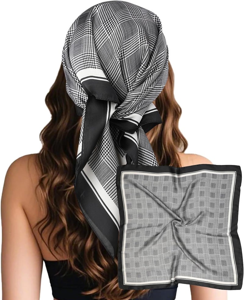 Sumolux Head Hair Scarf for Women Like Satin Silk Scarf Bandana Hair Wrapping Night Large Square Scarves 27.5" - Image 1